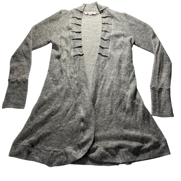 Silksense Bucko Santa Fe Gray Cardigan Knit Ruffle Flare Hem Women’s Sz Small‎ - Picture 1 of 7